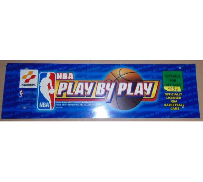 KONAMI NBA PLAY BY PLAY Arcade Machine Game Overhead Marquee FLEXIBLE Header #4136 for sale 