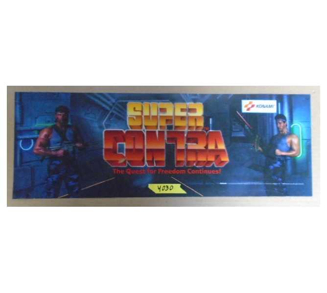 KONAMI SUPER CONTRA: THE QUEST FOR FREEDOM CONTINUES Arcade Machine Game Overhead FLEXIBLE Header #4030 for sale 