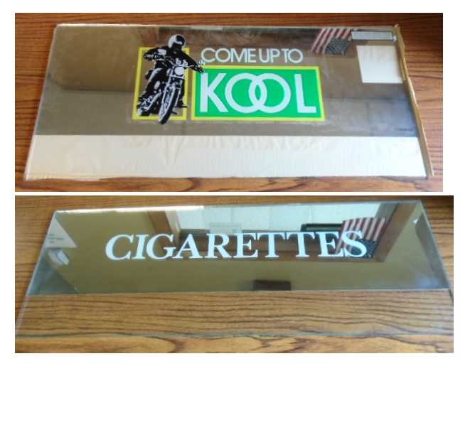 KOOL & CIGARETTES Genuine Cigarette Vending Machine Marquee Header MIRRORED GLASS - Lot of 2 pieces - NEW/OLD STOCK - FREE SHIPPING