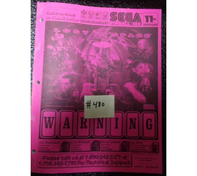 LOST IN SPACE Pinball Machine Game Manual #480 for sale - SEGA 