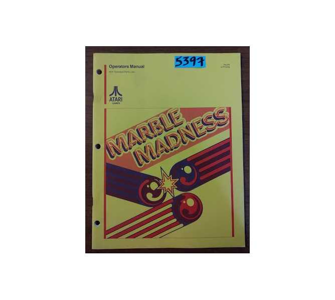 MARBLE MADNESS Arcade Machine Game OPERATORS MANUAL with ILLUSTRATED PARTS LISTS #5397 for sale  