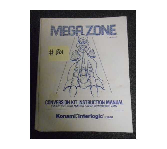 MEGA ZONE Arcade Machine Game CONVERSION KIT INSTRUCTION MANUAL #801 for sale 