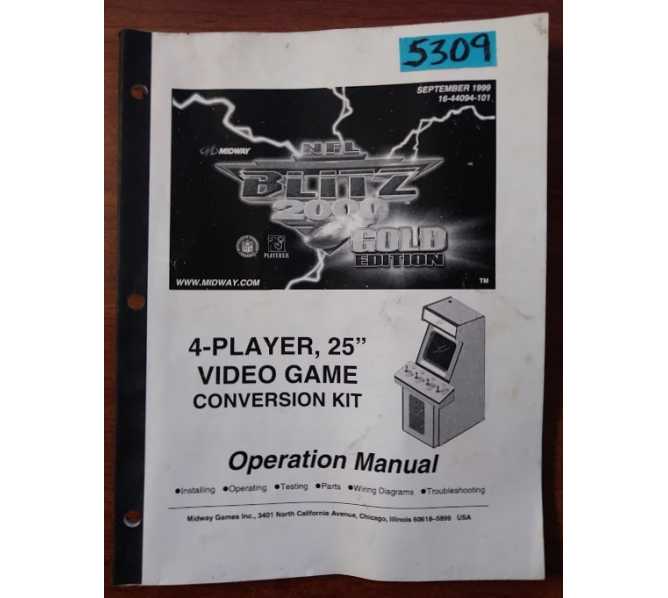 MIDWAY NFL BLITZ 2000 GOLD EDITION Arcade Machine Game OPERATION MANUAL #5309 for sale 