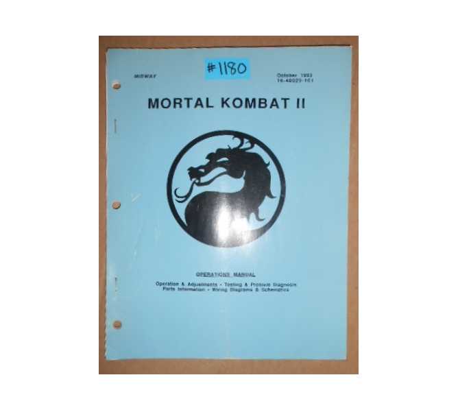 MORTAL KOMBAT II Arcade Machine Game Service Operation Manual #1180 for sale 