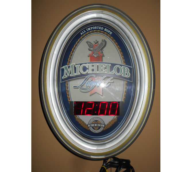Michelob Light All Imported Hops Neon Digital Clock by Grimm Ind. for sale 