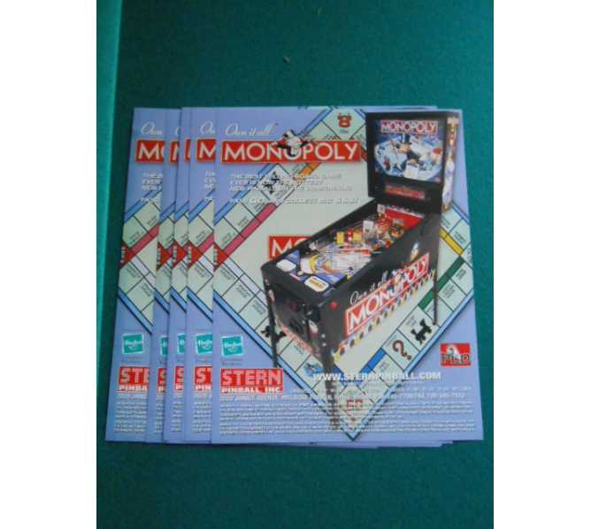 MONOPOLY Pinball Machine Game Original Sales Promotional Flyer
