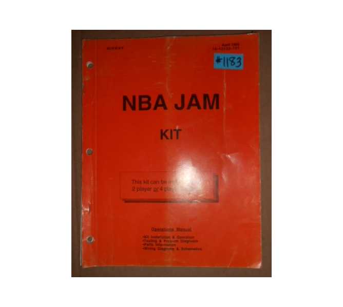 NBA JAM KIT Arcade Machine Game OPERATIONS MANUAL #1183 for sale 