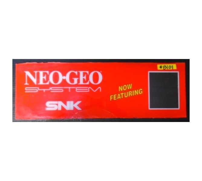 NEO GEO SYSTEM Arcade Machine Game Overhead Marquee Header PLEXIGLASS for sale by SNK #B101  
