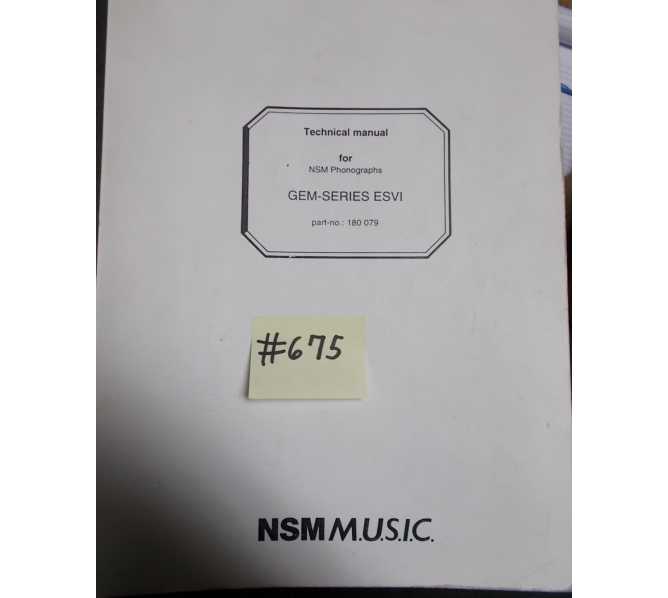 NSM PHONOGRAPHS GEM-SERIES ESVI Technical Manual #675 for sale 