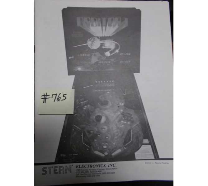 ORBITOR 1 Pinball Machine Game Manual #765 for sale - STERN