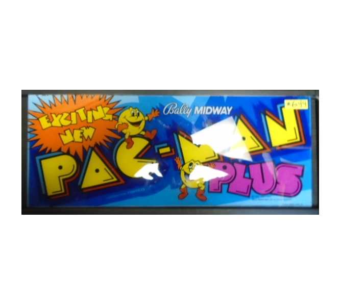PAC-MAN PACMAN PLUS Arcade Machine Game Overhead Header #G44 for sale  