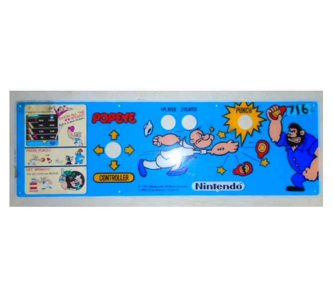 POPEYE Arcade Machine Game PLEXIGLASS CONTROL PANEL OVERLAY for sale #716 
