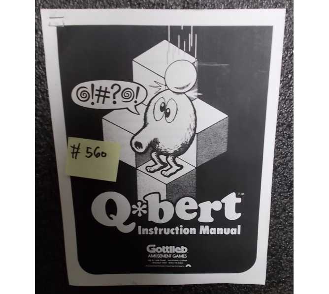 Q-BERT Video Arcade Machine Game Instruction Manual #560 for sale - GOTTLIEB