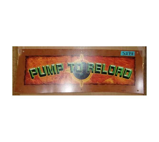 RAW THRILLS BIG BUCK WORLD DELUXE Arcade Game "PUMP TO RELOAD" Speaker Panel Flexible Marquee #5278 for sale 
