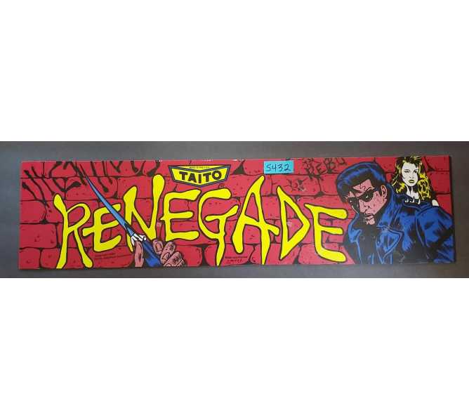RENEGADE Arcade Machine Game Flexible Overhead Header Marquee #5432 for sale 
