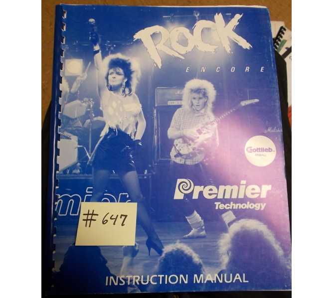 ROCK ENCORE Pinball Machine Game Instruction Manual #647 for sale - GOTTLIEB 
