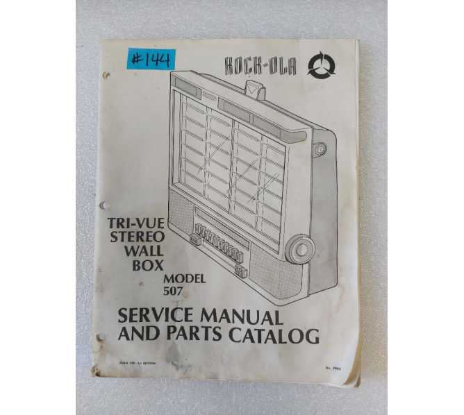 ROCK-OLA TRI-VUE STEREO WALL BOX MODEL 507 Jukebox Service Manual and Parts Catalog #144 for sale