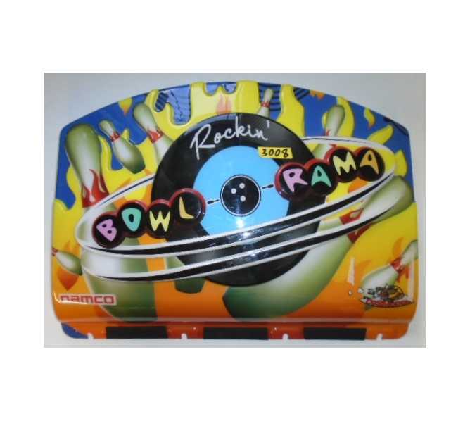 ROCKIN' BOWL-O-RAMA Arcade Machine Game MOLDED PLASTIC HEADER MARQUEE TOPPER #3008 for sale  