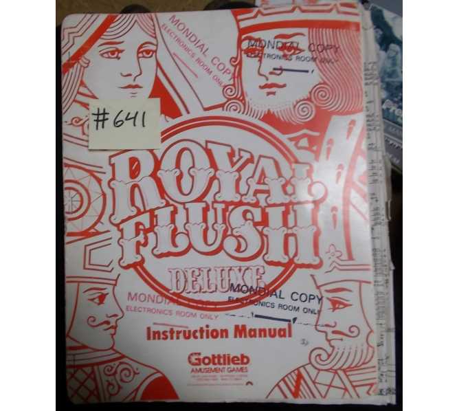 ROYAL FLUSH DELUXE Pinball Machine Game Instruction Manual #641 for sale - GOTTLIEB 