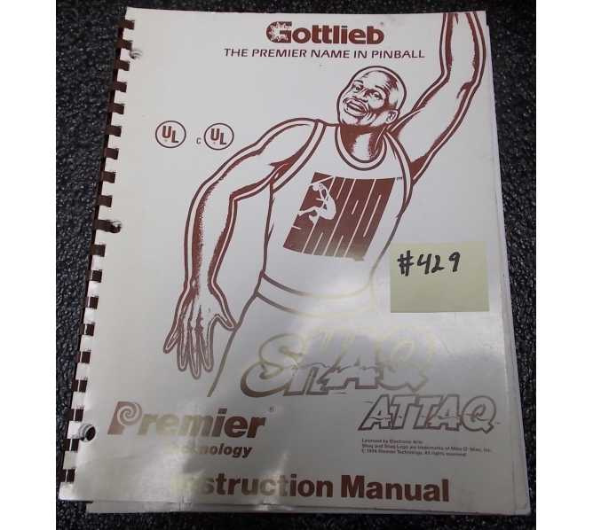 SHAQ ATTAQ Pinball Machine Game Instruction Manual #429 for sale - PREMIER 