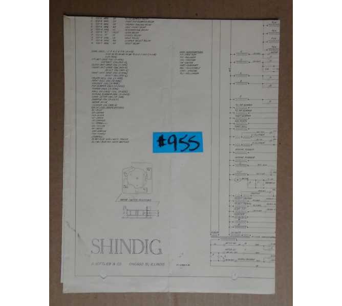 SHINDIG Pinball Machine Game SCHEMATIC #955 for sale  
