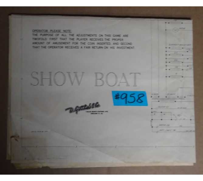 SHOW BOAT Pinball Machine Game SCHEMATIC #958 for sale  