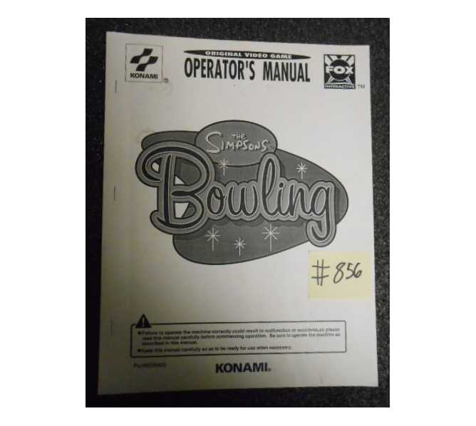 SIMPSONS BOWLING Arcade Machine Game OPERATOR'S MANUAL #856 for sale  