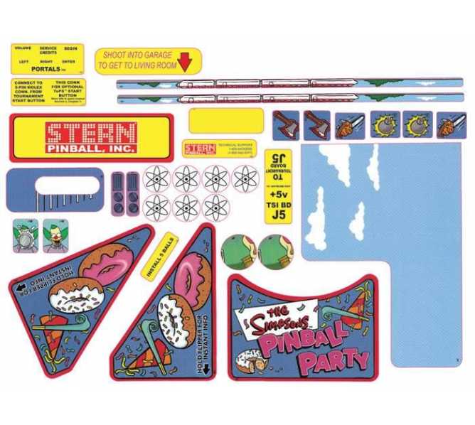 SIMPSONS PINBALL PARTY Pinball Machine Game Decal Set for sale #802-5000-77 by STERN 