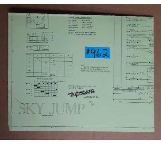 SKY JUMP Pinball Machine Game SCHEMATIC #962 for sale