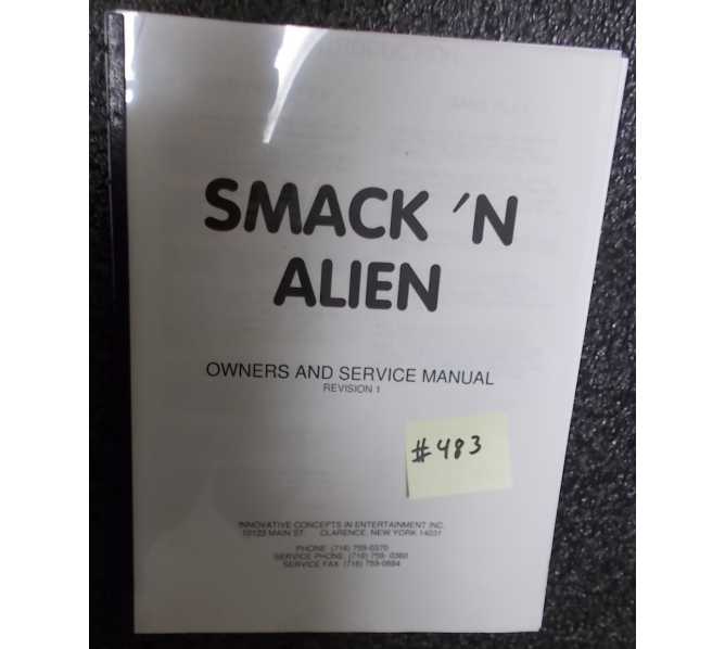 SMACK 'N ALIEN Redemption Arcade Machine Game Owner's and Service Manual #483 for sale - ICE