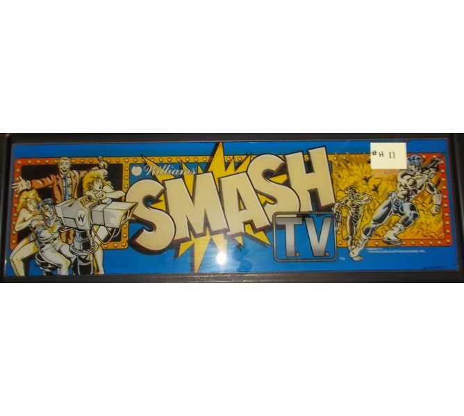 SMASH T.V. Arcade Machine Game GLASS Overhead Header for sale by WILLIAMS 