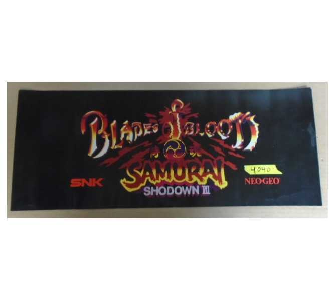 SNK SAMURAI SHODOWN III: BLADES OF BLOOD Arcade Machine Game FLEXIBLE Overhead Header #4040 for sale 