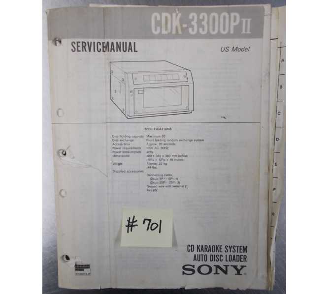 SONY CDK-3300P II CD Karaoke Machine Service Manual #701 for sale  