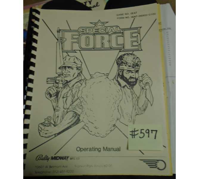 SPECIAL FORCE Pinball Machine Game Operating Manual #597 for sale - BALLY MIDWAY  