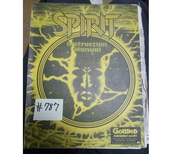 SPIRIT Pinball Machine Game Instruction Manual #787 for sale - GOTTLIEB