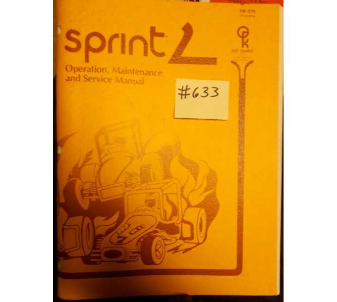 SPRINT 2 Arcade Machine Game OPERATION, MAINTENANCE and SERVICE MANUAL #633 for sale 