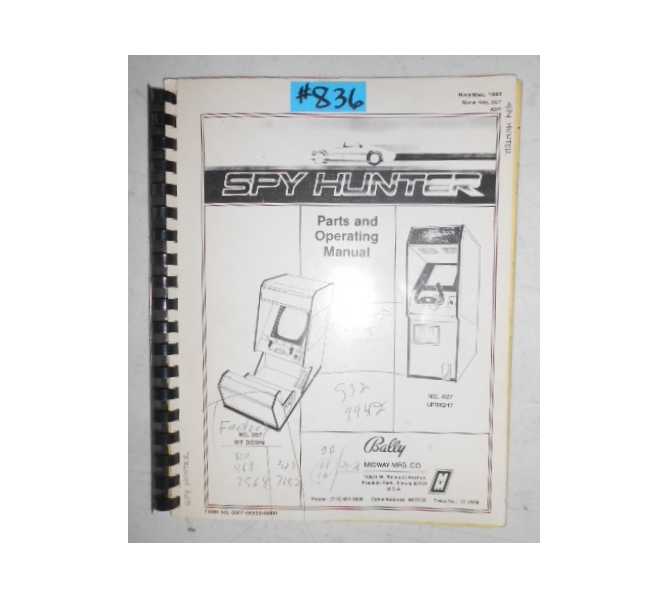 SPY HUNTER Arcade Machine Game PARTS and OPERATING MANUAL & SCHEMATICS #836 for sale  