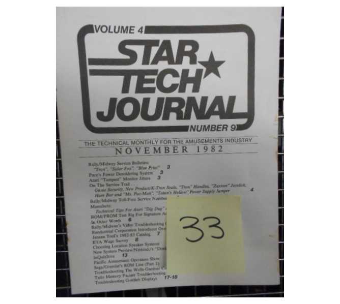 STAR TECH JOURNAL VOLUME 4 NUMBER 9 NOVEMBER 1982 Technical Monthly Publication #33