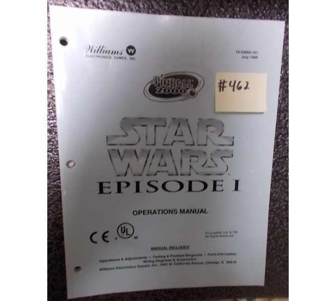 STAR WARS EPISODE 1 Pinball Machine Game Operation's Manual #462 for sale - WILLIAMS  