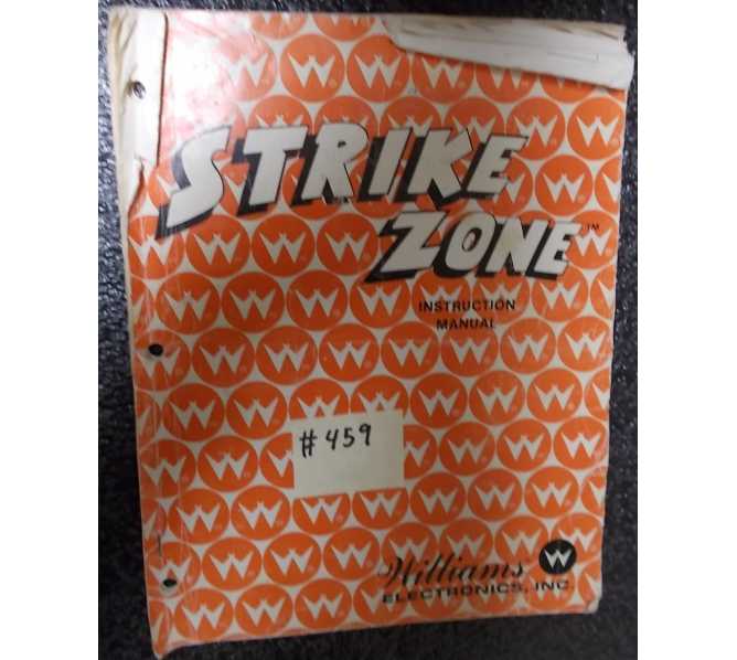 STRIKE ZONE Arcade Machine Game Instruction Manual #459 for sale - WILLIAMS 