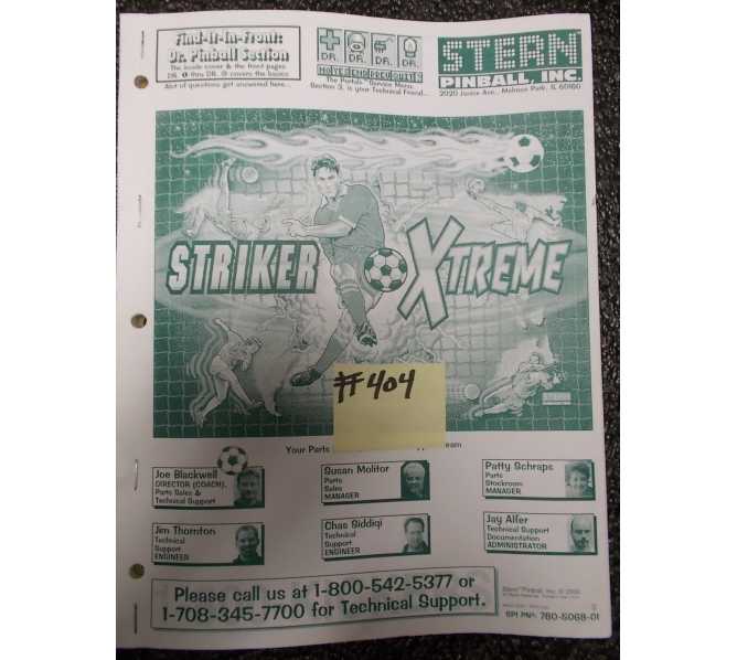 STRIKER XTREME Pinball Machine Game Owner's Manual #404 for sale 