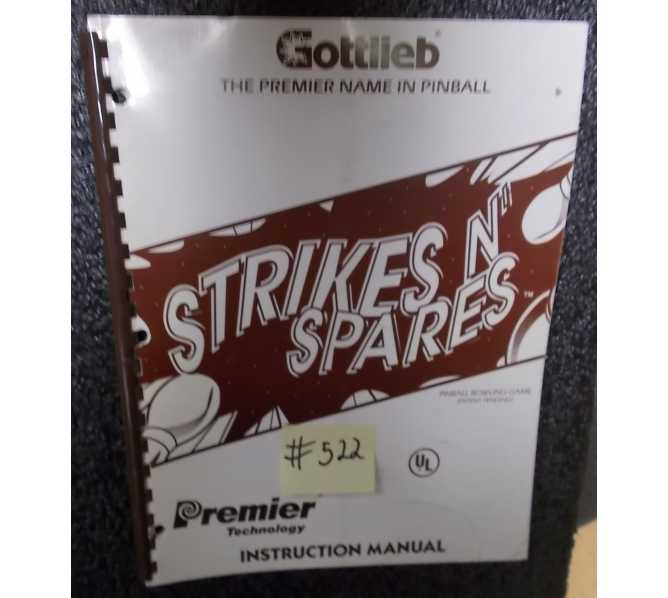 STRIKES N' SPARES Pinball Machine Game Instruction Manual #522 for sale - GOTTLIEB 