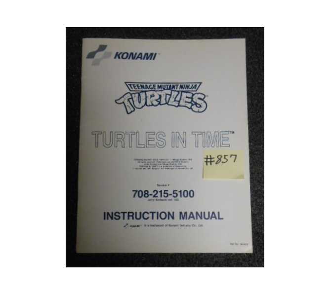 TEENAGE MUTANT NINJA TURTLES TURTLES IN TIME Arcade Machine Game INSTRUCTION MANUAL #857 for sale  