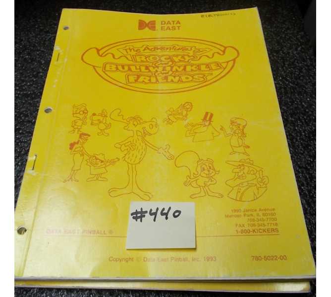 THE ADVENTURES OF ROCKY AND BULLWINKLE AND FRIENDS Pinball Machine Game Manual #440 for sale - DATA EAST 
