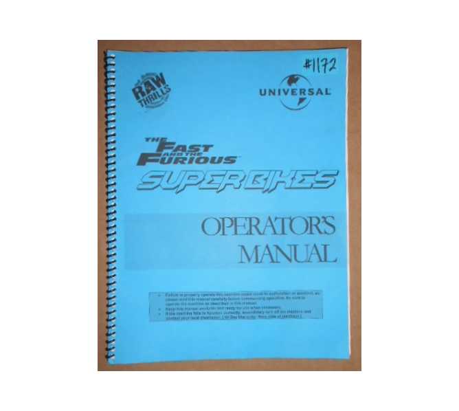 THE FAST and THE FURIOUS SUPER BIKES Arcade Machine Game OPERATOR'S MANUAL #1172 for sale 