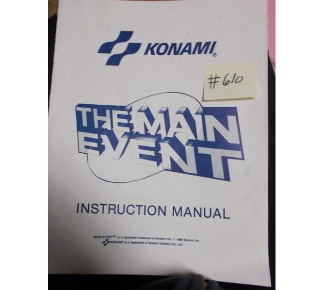 THE MAIN EVENT Arcade Machine Game INSTRUCTION MANUAL #610 for sale  