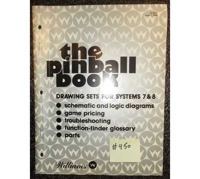 THE PINBALL BOOK Pinball Machine Game DRAWING SETS FOR SYSTEM 7 & 8 #450 for sale - WILLIAMS  