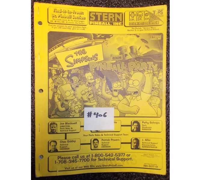 THE SIMPSONS PINBALL PARTY Pinball Machine Game Owner's Manual #406 for sale 