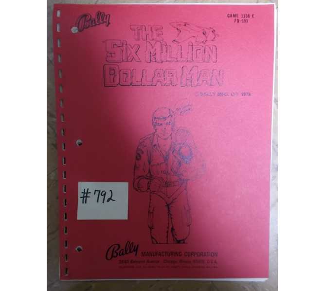 THE SIX MILLION DOLLAR MAN Pinball Machine Game Manual #792 for sale - BALLY 