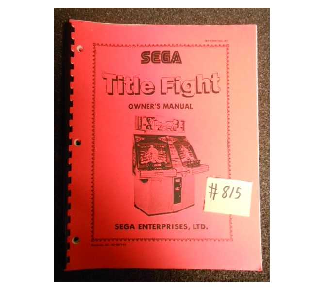 TITLE FIGHT Arcade Machine Game OWNER'S MANUAL #815 for sale 